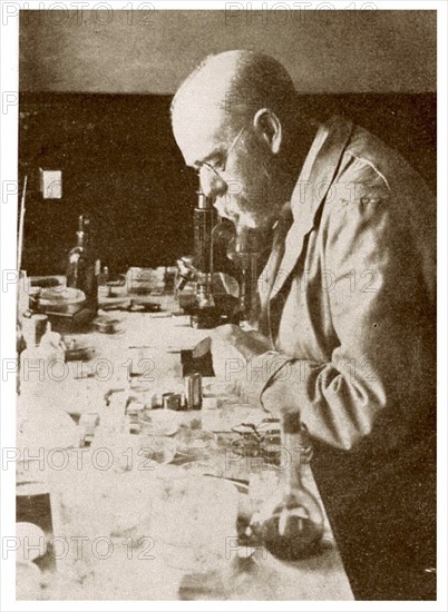 Robert Koch discovering the bacterium tubercle bacillus