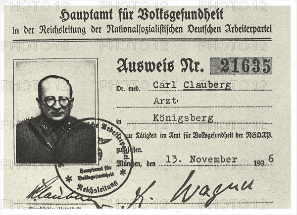 Carte d'identité de Carl Clausberg