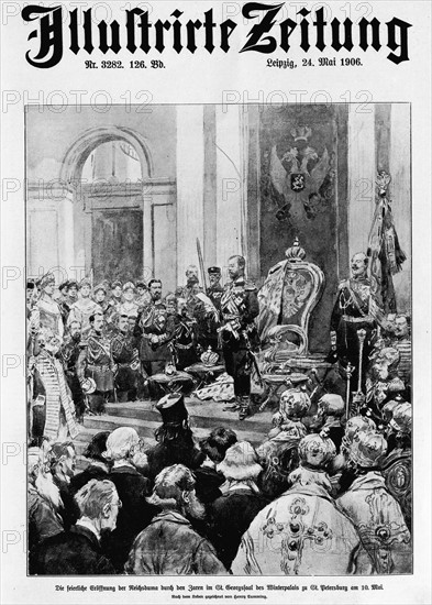 Cover of the magazine 'illustrierte Zeitung', opening of the Duma in St. Petersburg, Russia