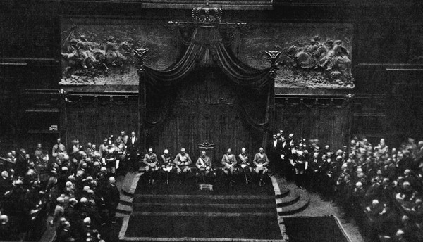 Victor Emmanuel III at the opening of the Rome Parliament