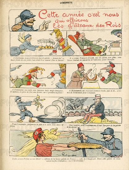 Dessin humoristique paru dans La Baïonnette n°27 du 6 janvier 1916