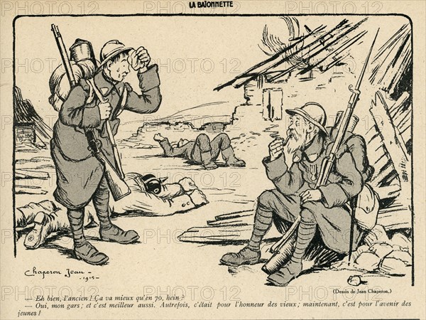 Dessin humoristique paru dans La Baïonnette n°30 du 27 janvier 1916