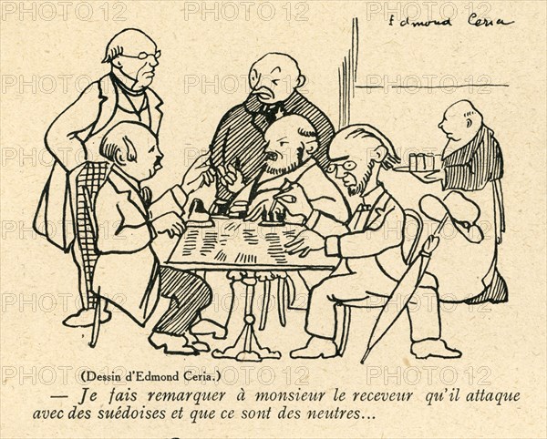 Dessin humoristique paru dans La Baïonnette n°33 du 17 février 1916