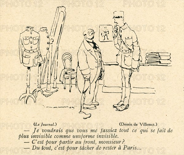 Dessin humoristique paru dans La Baïonnette n°33 du 17 février 1916