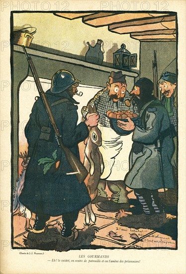 Dessin humoristique paru dans La Baïonnette n°33 du 17 février 1916