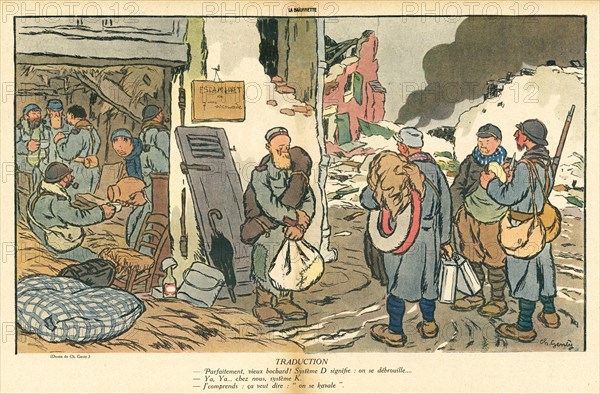 Dessin humoristique paru dans La Baïonnette n°33 du 17 février 1916