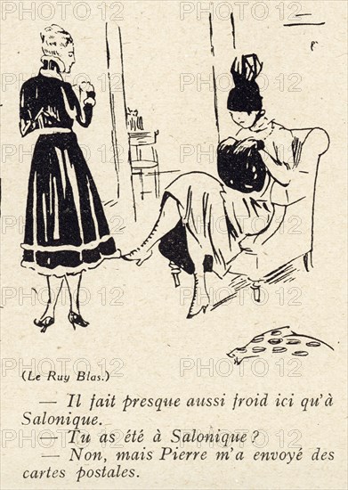 Dessin humoristique paru dans La Baïonnette n°36 du 9 mars 1916