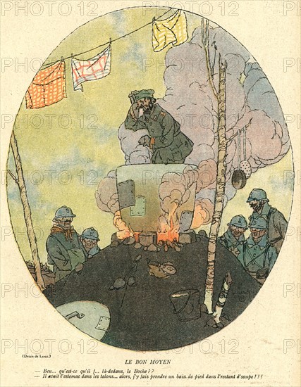 Dessin humoristique paru dans La Baïonnette n°38 du 23 mars 1916