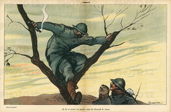 Dessin humoristique paru dans La Baïonnette n°38 du 23 mars 1916