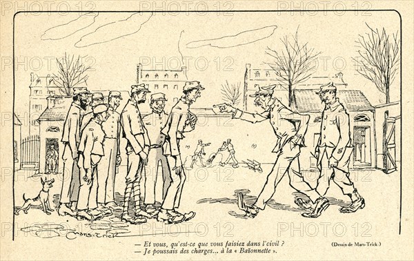 Dessin humoristique paru dans La Baïonnette n°38 du 23 mars 1916