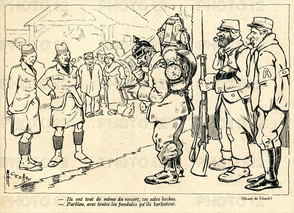 Dessin humoristique paru dans La Baïonnette n°38 du 23 mars 1916