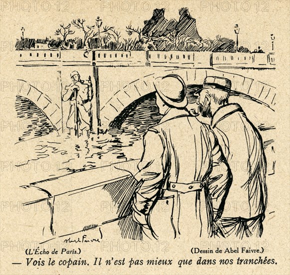 Dessin humoristique paru dans La Baïonnette n°38 du 23 mars 1916