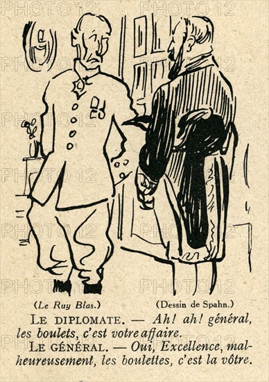 Dessin humoristique paru dans La Baïonnette n°38 du 23 mars 1916