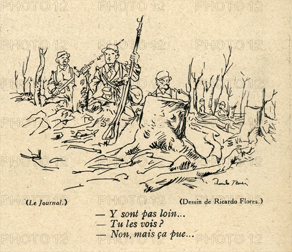 Dessin humoristique paru dans La Baïonnette n°38 du 23 mars 1916