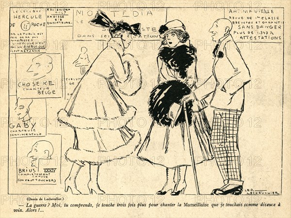 Dessin humoristique paru dans La Baïonnette n°39 du 30 mars 1916