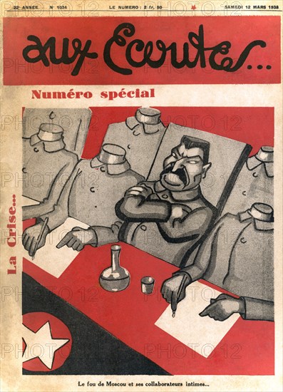 Stalin and his companions. Satirical cartoon in the newspaper "Aux Ecoutes"