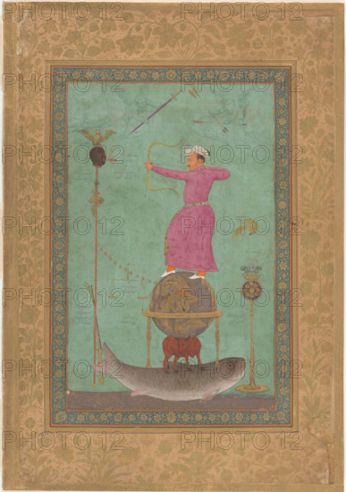 Jahângîr décochant une flèche dans la tête de Malik Ambar