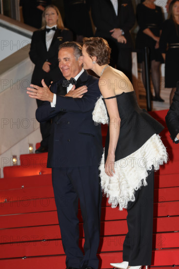 Andy Garcia and Vicky Krieps (in Bottega Veneta) attending the red carpet for the film 'Diamond' during the 79th Cannes Film Festival at the Palais des Festivals on May 19, 2026 in Cannes, France.