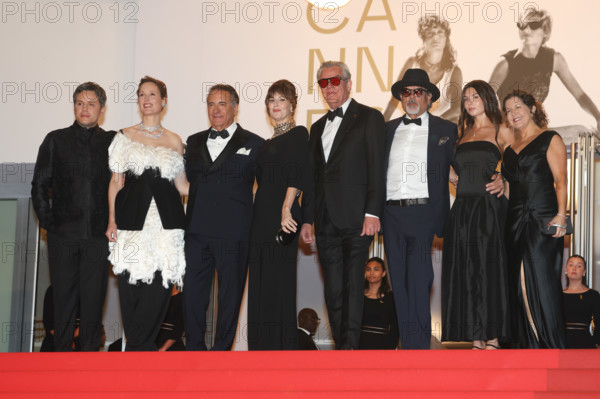 Paul Soriano, Vicky Krieps (in Bottega Veneta), Andy García, Rosemarie DeWitt, Danny Huston, Jai Stefan, Sofia Stefan and guest attend the "Diamond" screening during the 79th annual Cannes Film Festival at Palais des Festivals on May 19, 2026 in Cannes, France.