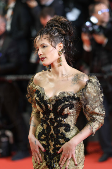 Halsey (in Vivienne Westwood) attends the "La Bataille De Gaulle: L'Âge De Fer" (De Gaulle: Tilting Iron) screening during the 79th annual Cannes Film Festival at Palais des Festivals on May 20, 2026 in Cannes, France.