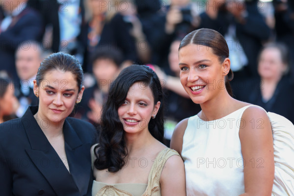 Noée Abita, Adèle Exarchopoulos (in Phoebe Philo),and Victoire Du Bois attend the "La Bataille De Gaulle: L'Âge De Fer" (De Gaulle: Tilting Iron) screening during the 79th annual Cannes Film Festival at Palais des Festivals on May 20, 2026 in Cannes, France.