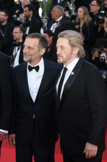 Mathieu Kassovitz and Benoit Magimel attend the "La Battaille De Gaulle: L'Âge De Fer" (De Gaulle: Tilting Iron) screening during the 79th annual Cannes Film Festival at Palais des Festivals on May 20, 2026 in Cannes, France.