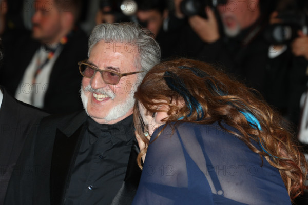 Daniel Auteuil and Agnès Jaoui attends the "Histoires De La Nuit" (The Birthday Party) screening during the 79th annual Cannes Film Festival at Palais des Festivals on May 22, 2026 in Cannes, France.