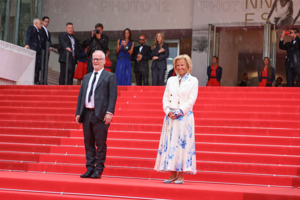 Cannes Film Festival director Thierry Frémaux and Cannes President Iris Knobloch attend the "Fjord" screening during the 79th annual Cannes Film Festival at Palais des Festivals on May 18, 2026 in Cannes, France.