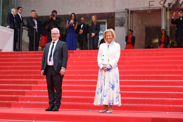 Cannes Film Festival director Thierry Frémaux and Cannes President Iris Knobloch attend the "Fjord" screening during the 79th annual Cannes Film Festival at Palais des Festivals on May 18, 2026 in Cannes, France.