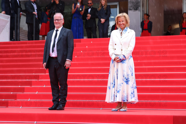 Cannes Film Festival director Thierry Frémaux and Cannes President Iris Knobloch attend the "Fjord" screening during the 79th annual Cannes Film Festival at Palais des Festivals on May 18, 2026 in Cannes, France.