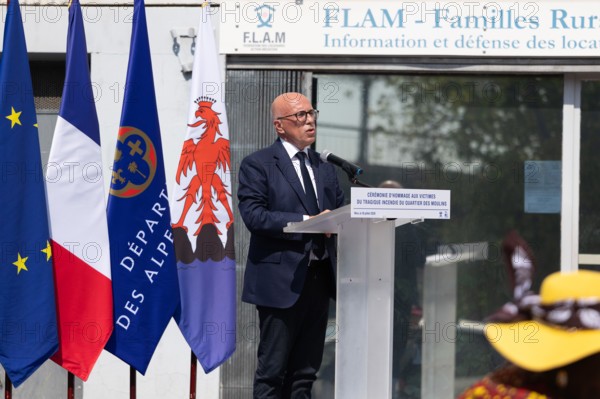 Cérémonie d'hommage aux victimes de l'incendie du quartier des Moulins à Nice (le 18 juillet 2024)