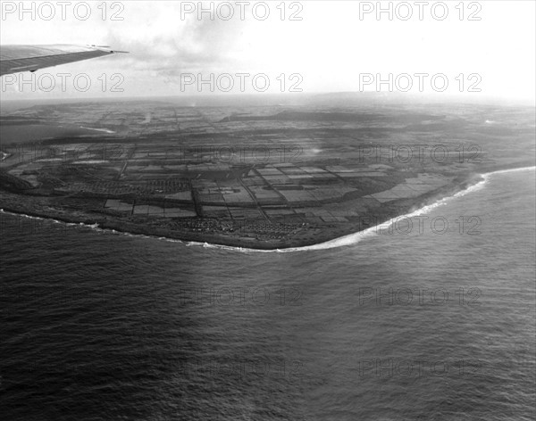 Vue aérienne de l'ile de Tinian (archipel des Mariannes, Pacifique)