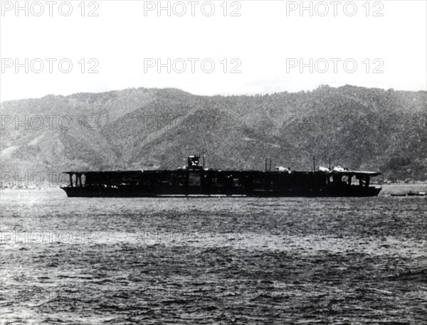 Japanese aircraft carrier "Akagi", in the Sukumo Bay (Japan),1939.