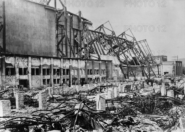 Ruines des bâtiments de la Foire de Leipzig (Allemagne de l'Est), 1945.