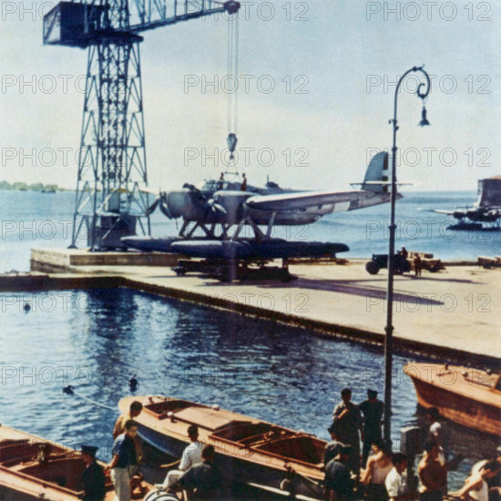 Italian CANT.Z 506  B seaplane on its float