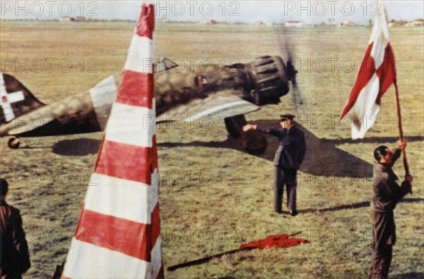 Italian  Macchi MC.200 fighter about to take off, World War II.