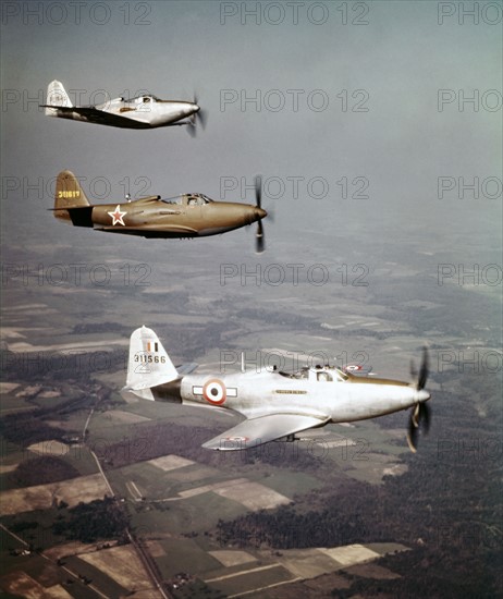 American Bell P-39 Airacobra fighters, World War II.