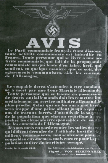 Affiche allemande, IIème Guerre mondiale.