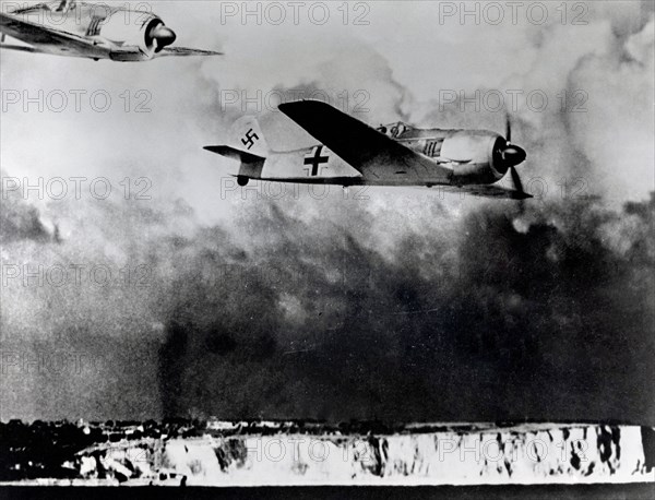 German Focke-Wulf Fw-190 Würger fighters crossing the Pas-de-Calais.