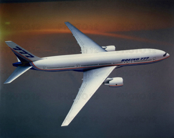 Prototype of the  American Boeing B-777 commercial transport plane