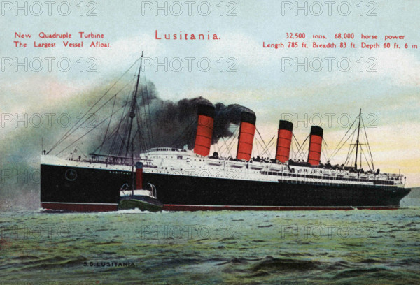 Carte postale représentant le paquebot "Le Lusitania"