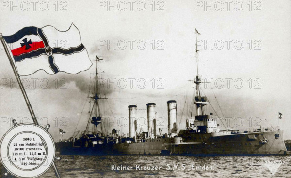 German cruiser SMS Emden, in 1908