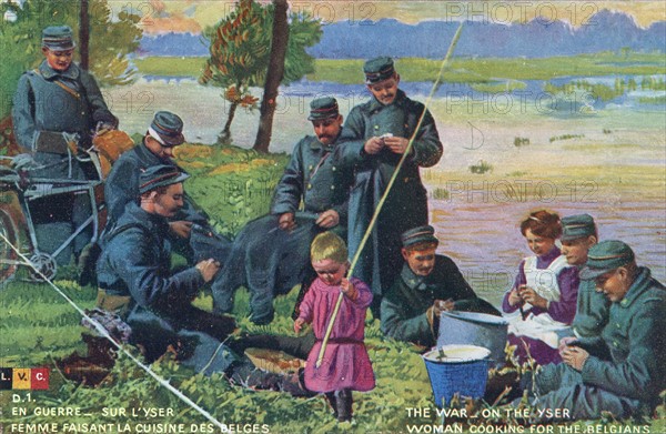 Belgian soldiers on the shores of the Yser during WWI