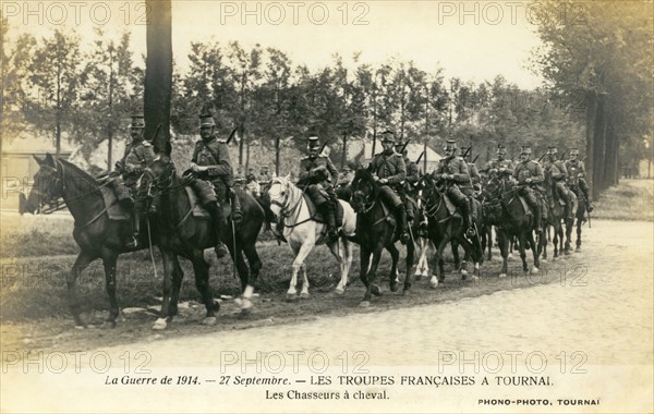 Mounted Belgian chasseurs during WWI