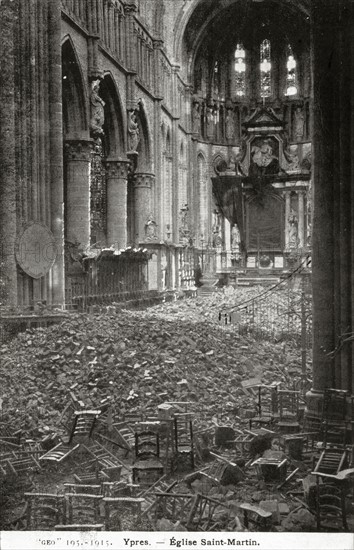 Ruins of the town of Ypres in Belgium