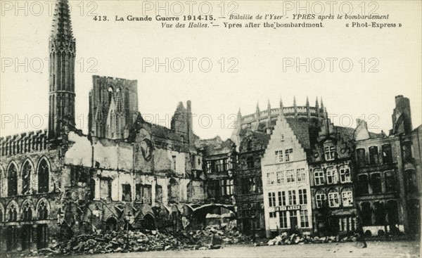 Ruins of the town of Ypres in Belgium