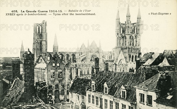 Ruins of the town of Ypres in Belgium