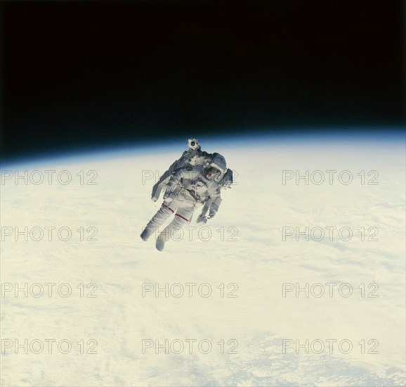 Bruce McCandless II during an extravehicular activity, 1984