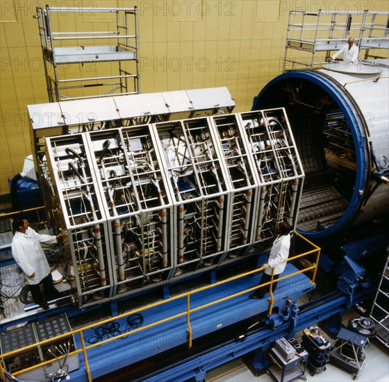 Construction of a Spacelab module, 1978