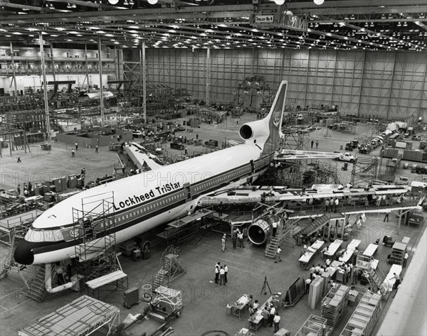 Assembly line of the Lockheed L-1011 TriStar, 1971